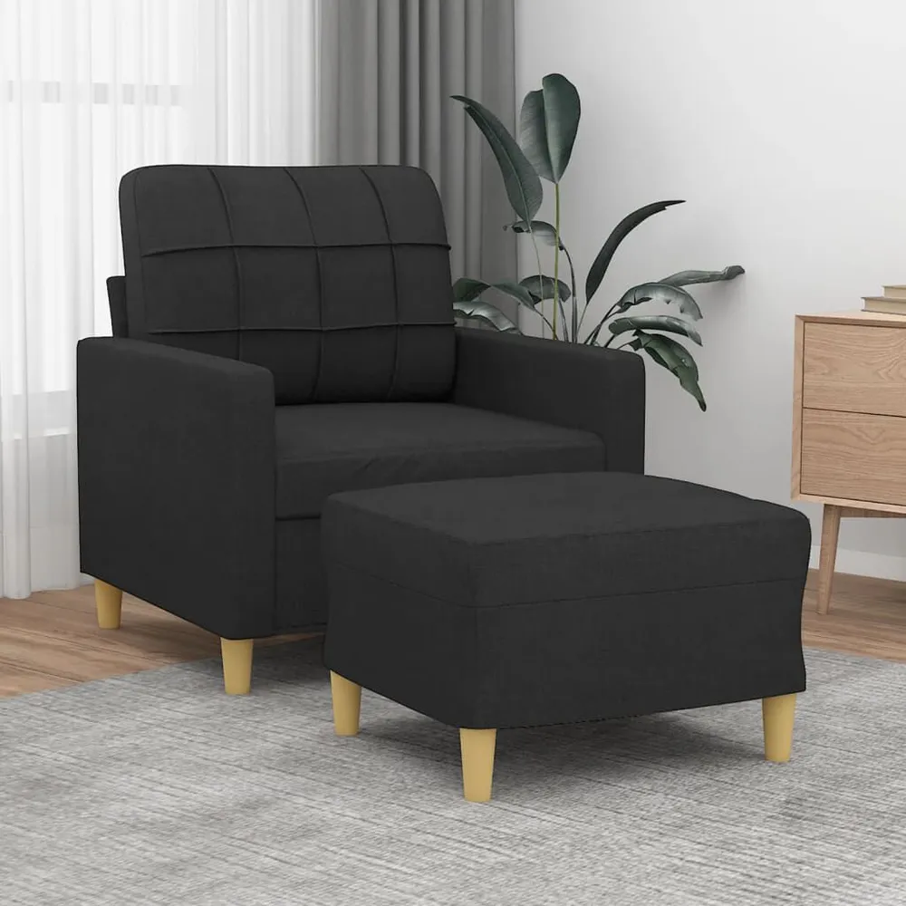 Poltrona com apoio de pés 60 cm tecido preto com Luz LED Integrada