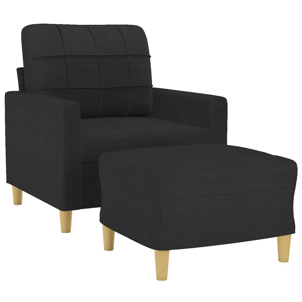Poltrona com apoio de pés 60 cm tecido preto com Luz LED Integrada