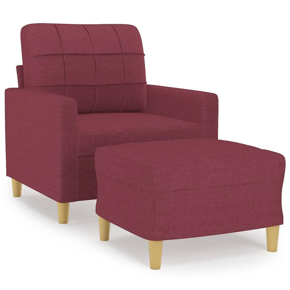 Poltrona com apoio de pés 60 cm tecido vermelho tinto com Dimensões Ajustáveis