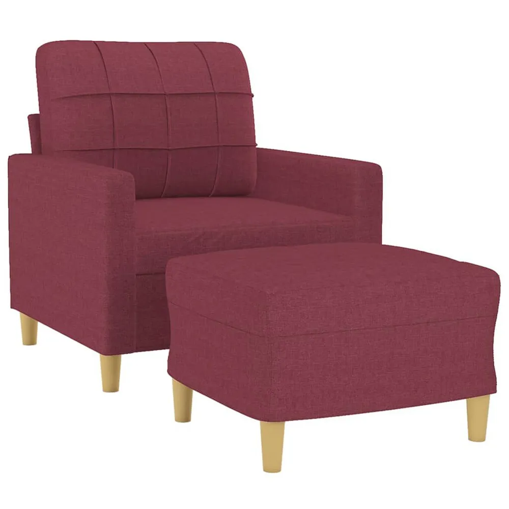 Poltrona com apoio de pés 60 cm tecido vermelho tinto com Dimensões Ajustáveis