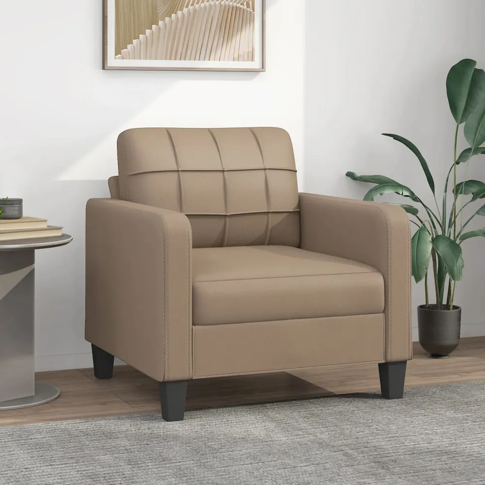 Poltrona 60 cm couro artificial cappuccino com 6 Ganchos Incluídos