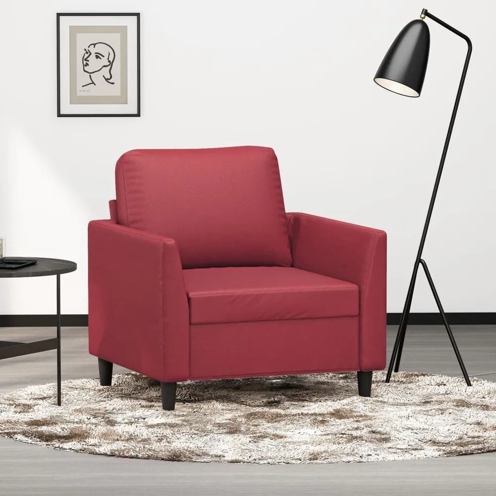 Poltrona 60 cm couro artificial vermelho tinto (Kit Completo)