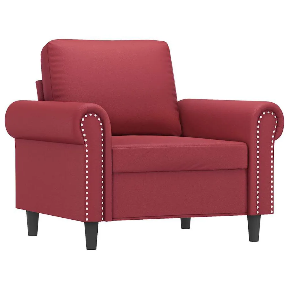 Poltrona 60 cm couro artificial vermelho tinto em Madeira Compensada