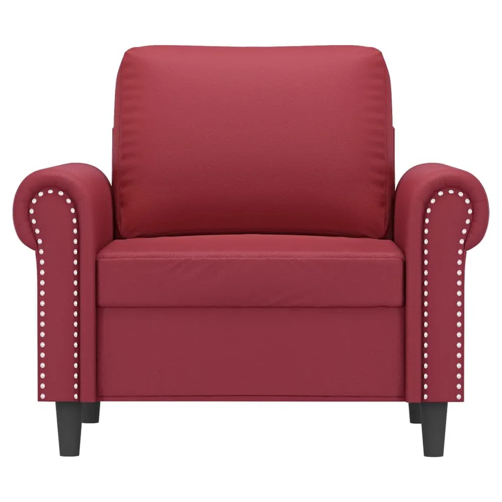 Poltrona 60 cm couro artificial vermelho tinto em Madeira Compensada