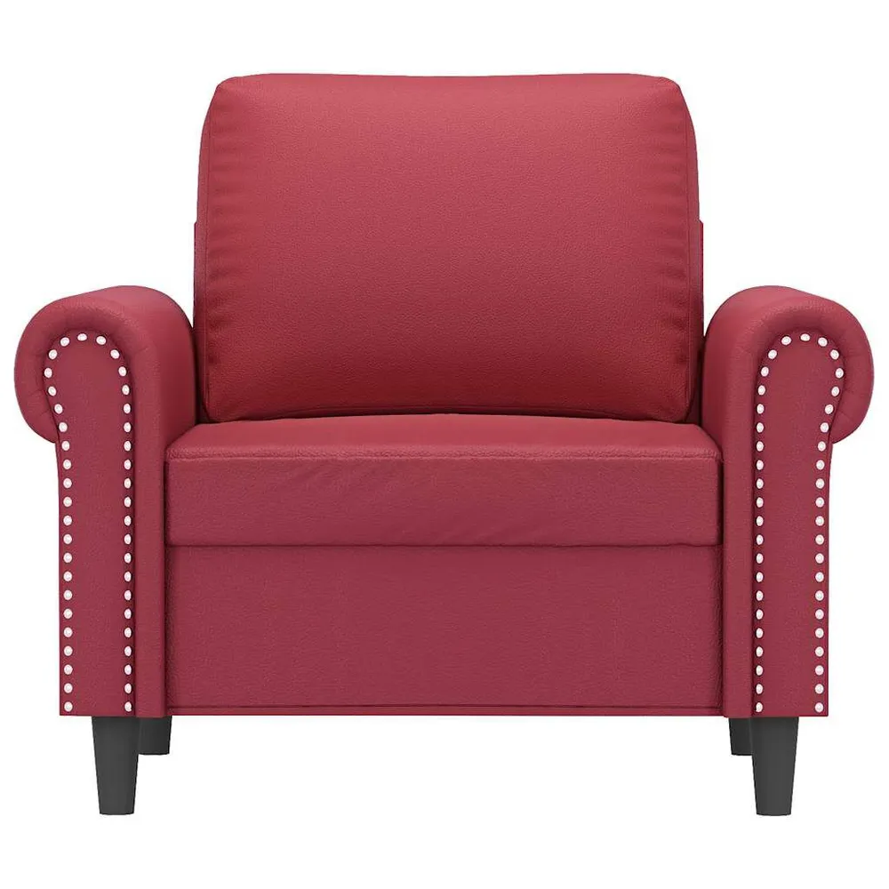 Poltrona 60 cm couro artificial vermelho tinto em Madeira Compensada