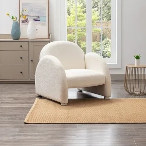 Poltrona fixa em tecido bouclé cor branca - COLEBRI (Kit Completo)