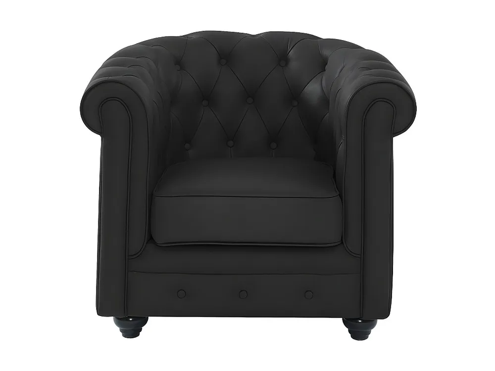 Poltrona em pele de búfalo preto icónico CHESTERFIELD com Certificação de Seguranç