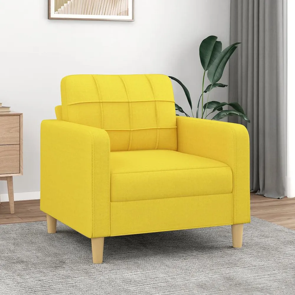 Poltrona 60 cm tecido amarelo-claro em Madeira Compensada