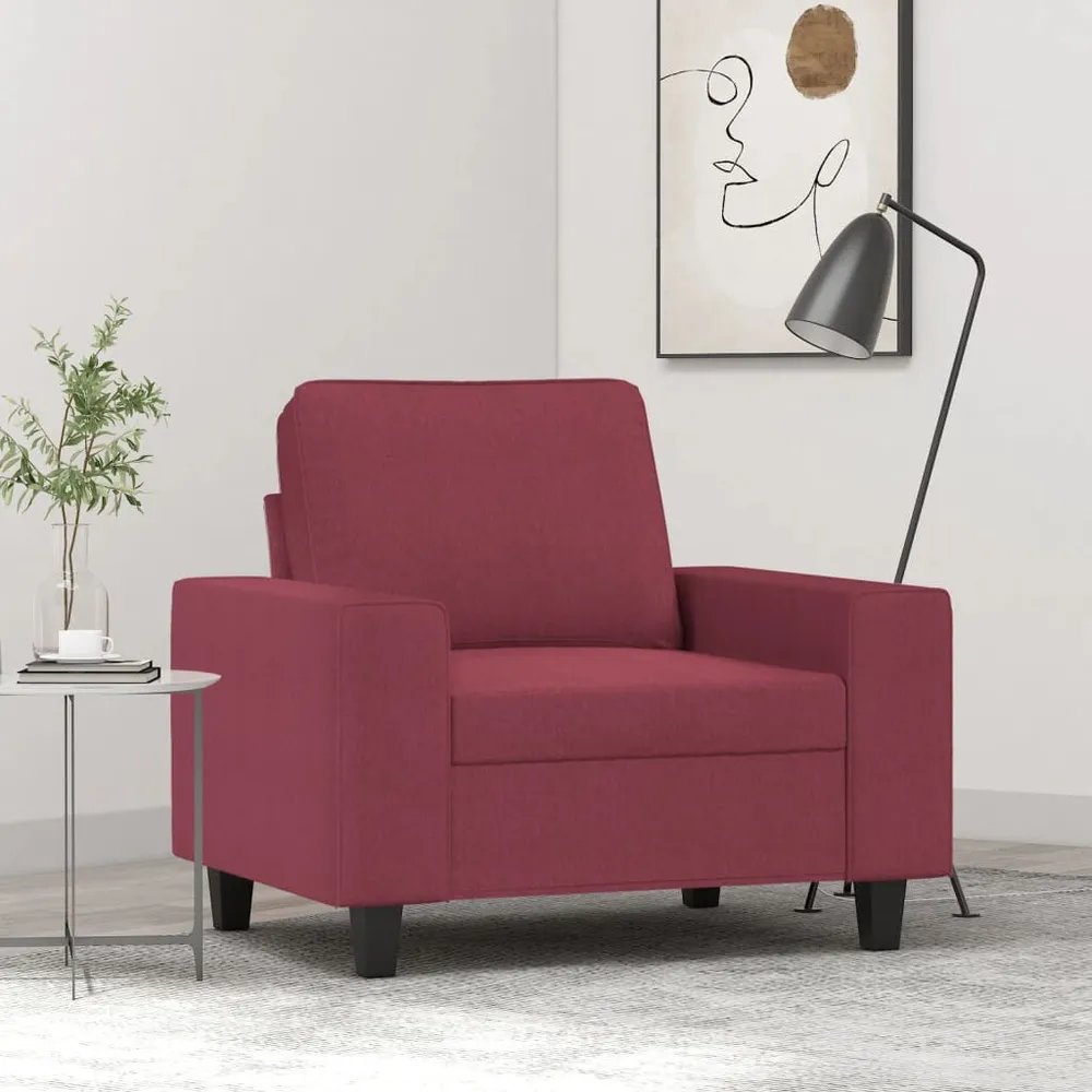 Poltrona 60 cm tecido vermelho tinto em Cinza Carvão