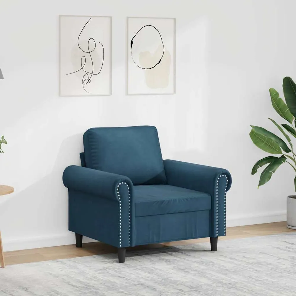 Poltrona 60 cm veludo azul com 6 Ganchos Incluídos