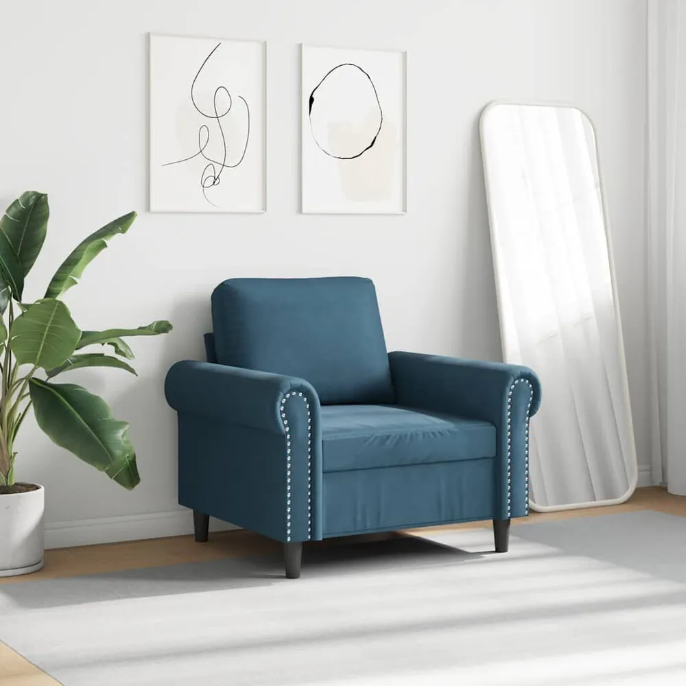 Poltrona 60 cm veludo azul com 6 Ganchos Incluídos