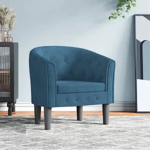 Poltrona veludo azul-escuro com Luz LED Integrada