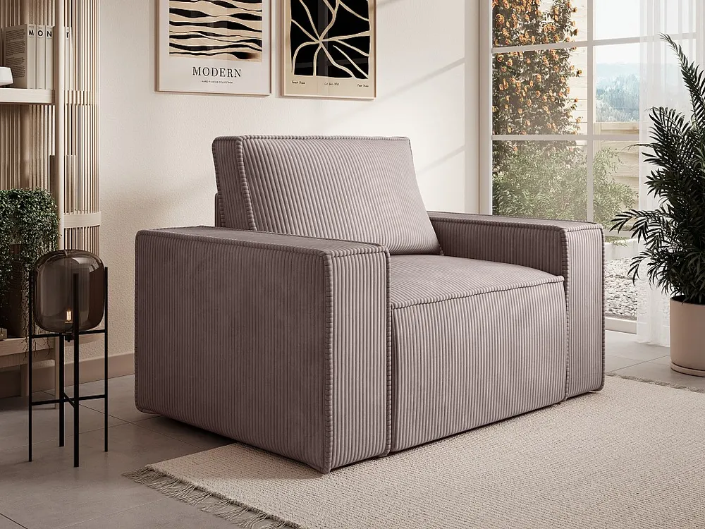Poltrona veludo canelado violeta evidente estilo design AMELIA