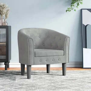 Poltrona veludo cinzento-claro com Fixação Magnética