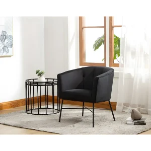 Poltrona em veludo Preto acolchoado estilo cabriolet - FAKART para Organização