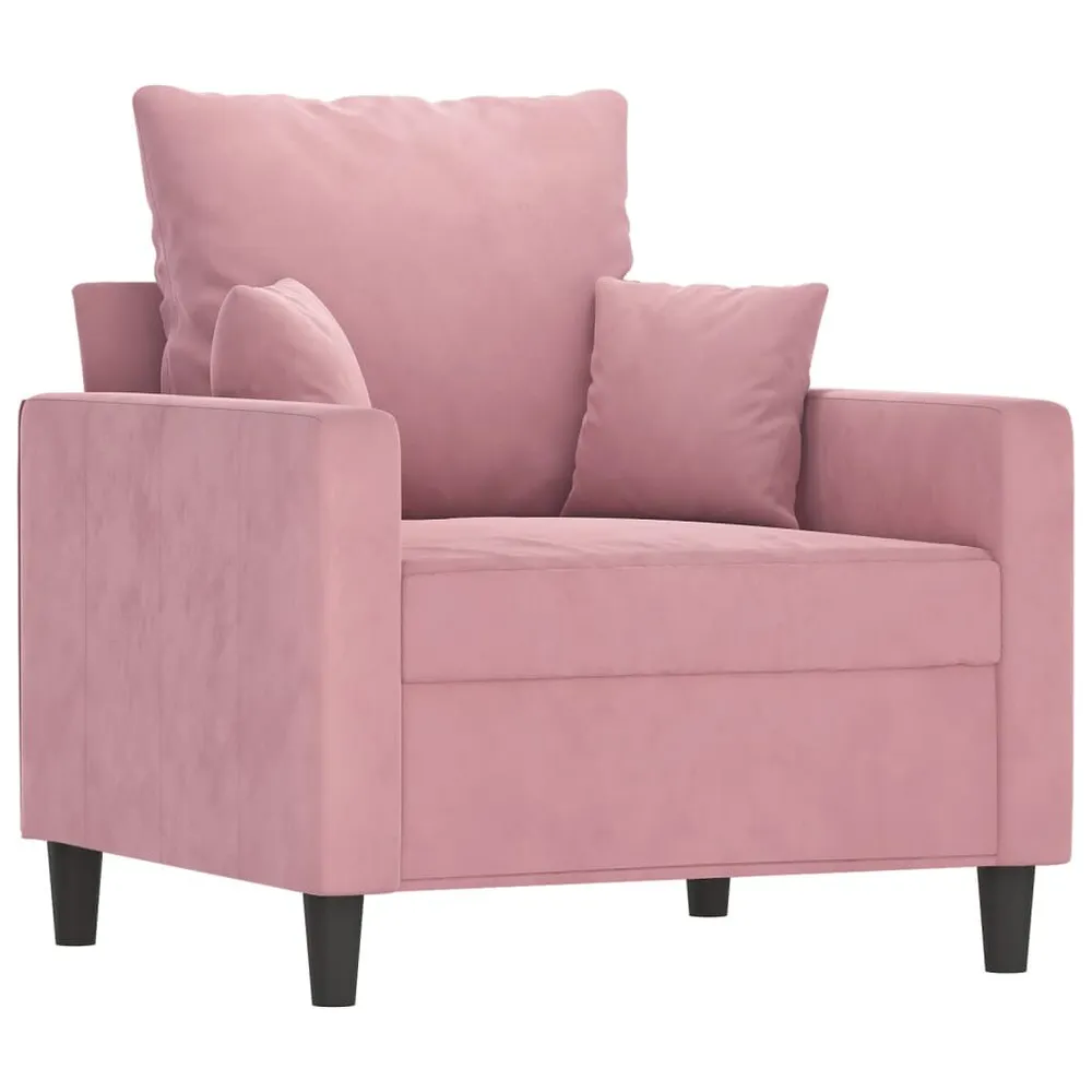 Poltrona 60 cm veludo rosa em Madeira Compensada