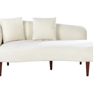 Prateleira Ajustável Chaise-longue em veludo creme à esquerda CHAUMONT