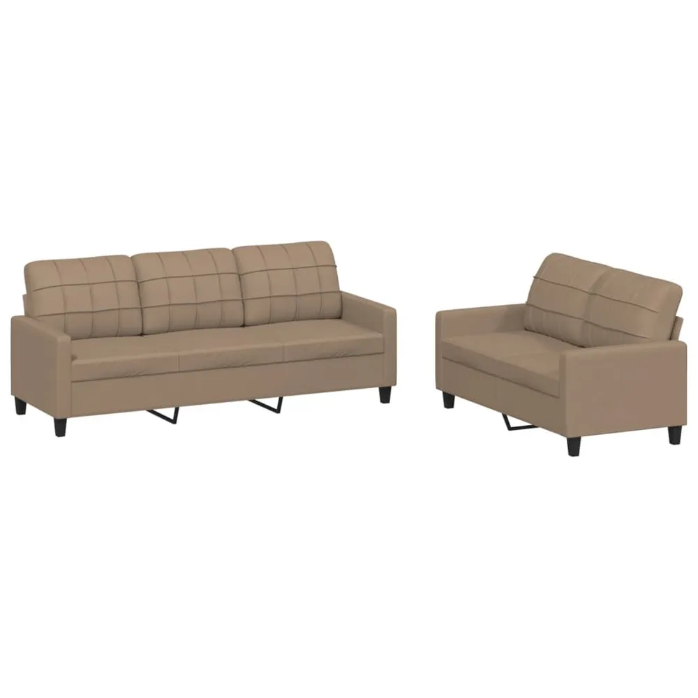 Prateleira Ajustável 2 pcs conjunto sofás com almofadões couro artif. cor cappuccino
