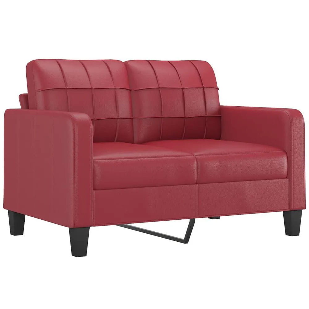 Prateleira Ajustável 2 pcs conjunto sofás com almofadas couro artif. vermelho tinto
