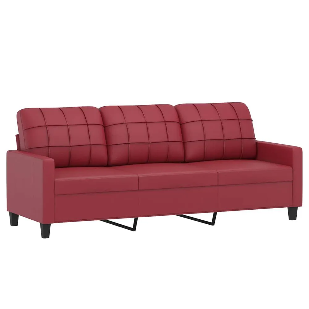 Prateleira Ajustável 2 pcs conjunto sofás com almofadas couro artif. vermelho tinto