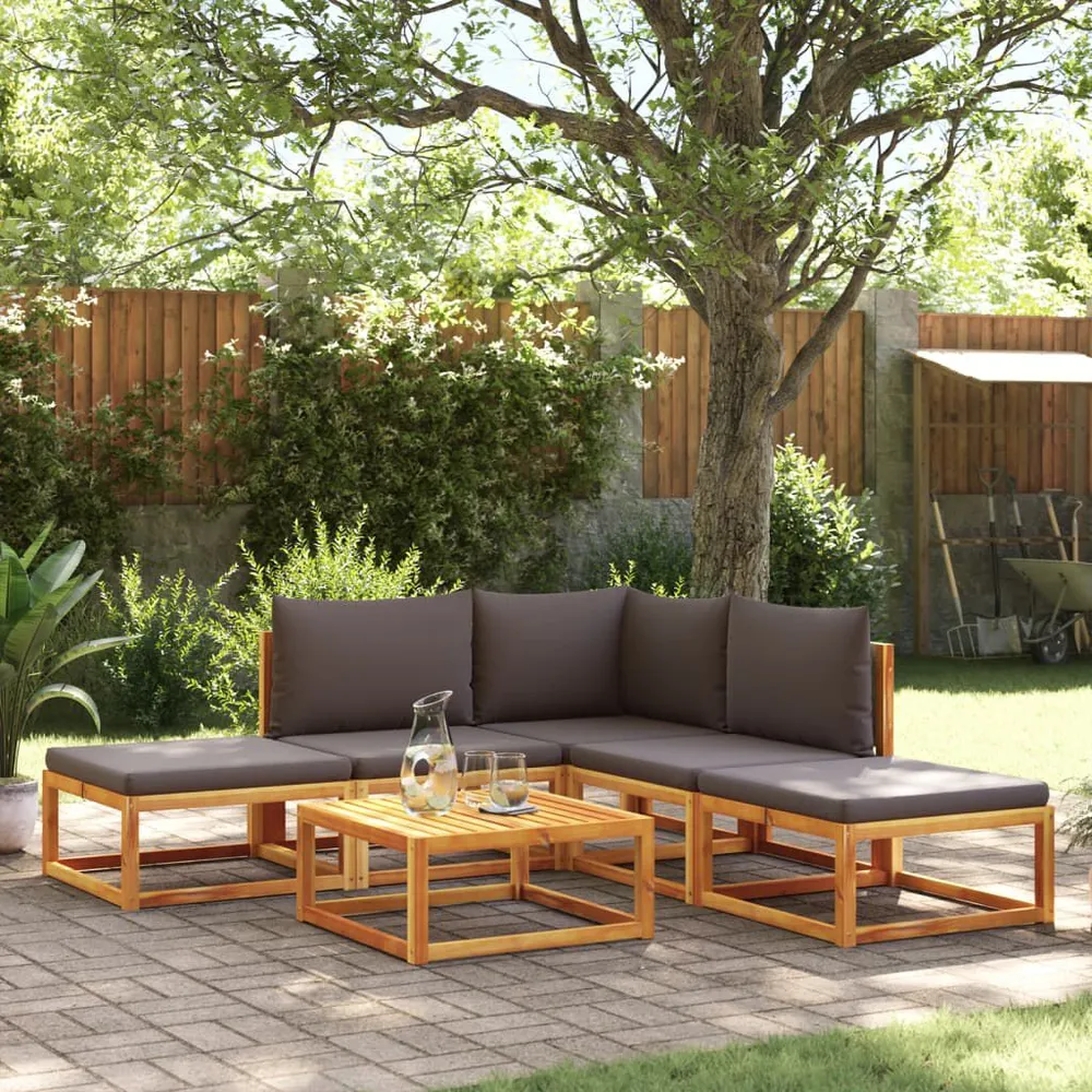 Prateleira Ajustável 6 pcs conjunto de sofás de jardim com almofadões acácia maciç