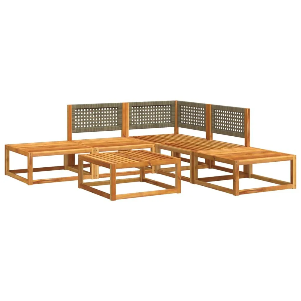 Prateleira Ajustável 6 pcs conjunto de sofás de jardim com almofadões acácia maciç