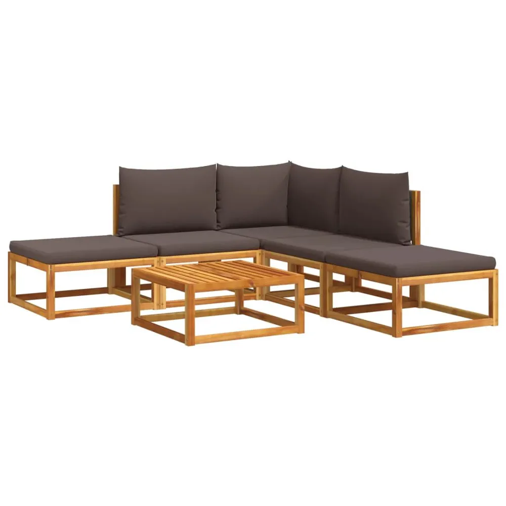 Prateleira Ajustável 6 pcs conjunto de sofás de jardim com almofadões acácia maciç