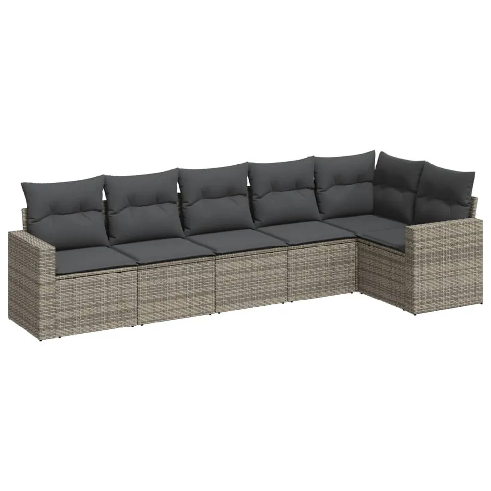 Prateleira Ajustável 6 pcs conjunto sofás de jardim com almofadões vime cinzento