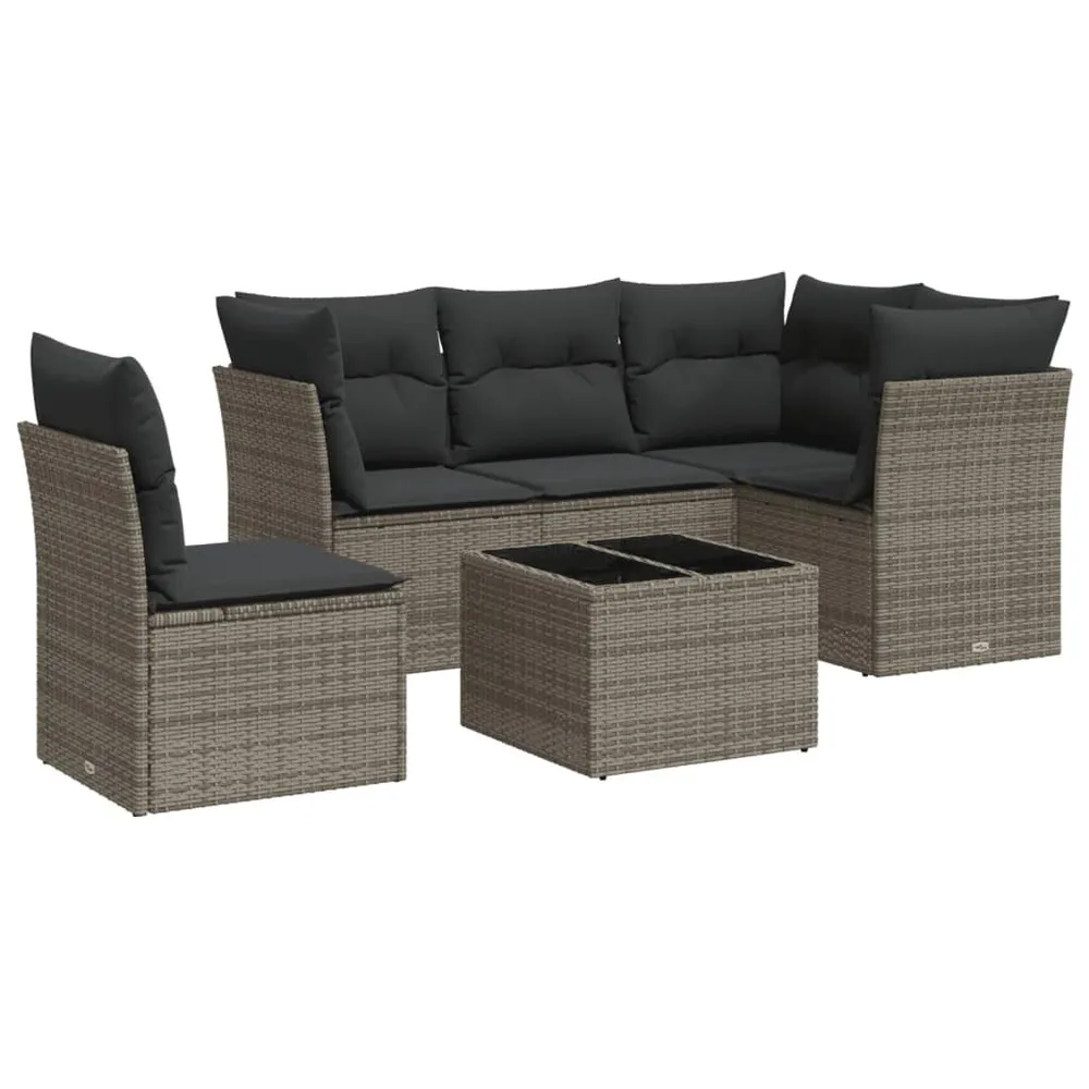 Prateleira Ajustável 6 pcs conjunto sofás de jardim com almofadões vime cinzento