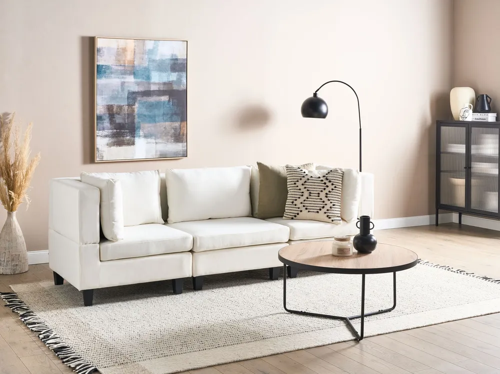 Premium para RV Módulo de cadeira de 1 lugar em tecido branco-creme UNSTAD