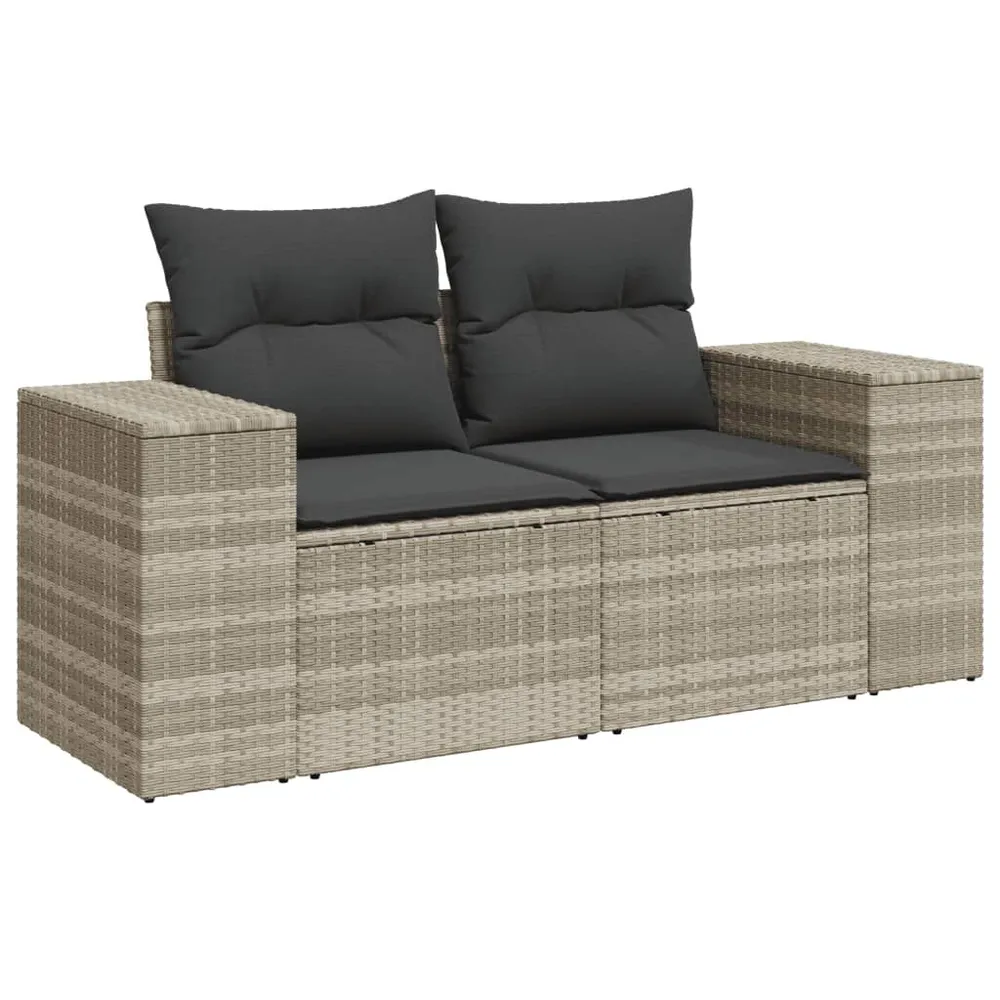Premium para RV 10 pcs conj. sofás jardim com almofadões vime PE cinzento-claro