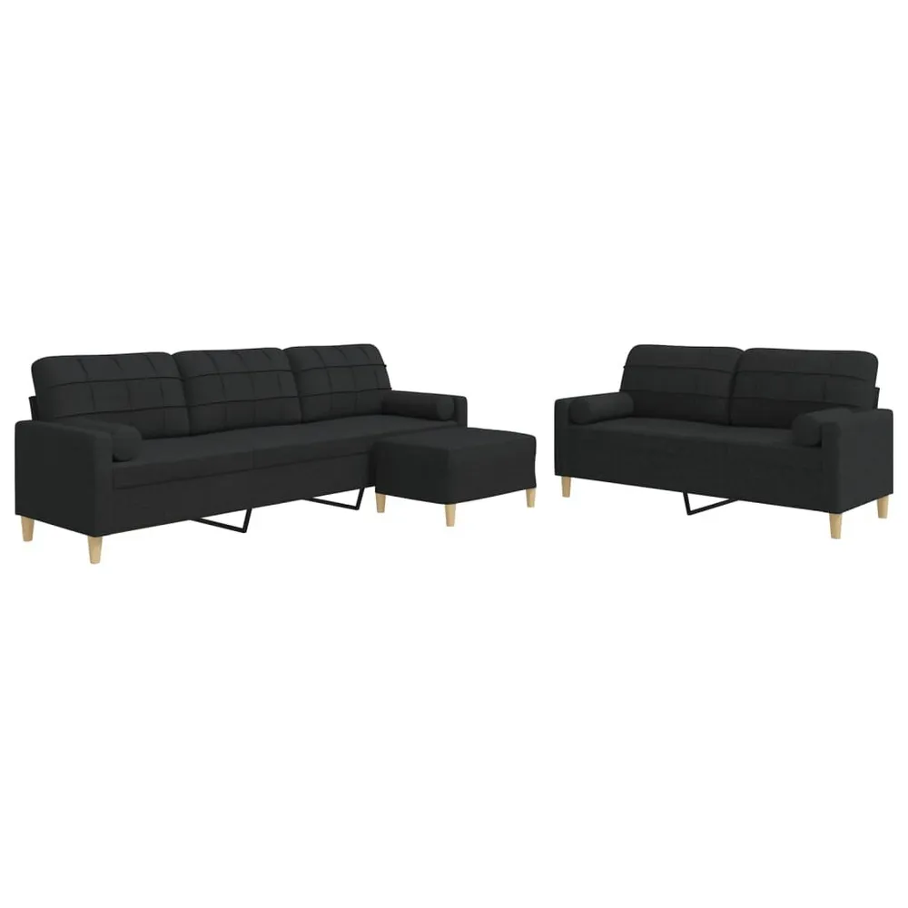 Premium para RV 3 pcs conjunto de sofás com almofadasemapoio pés tecido preto