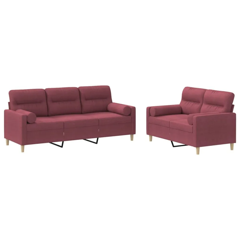 Premium para RV 2 pcs conjunto de sofás com almofadas tecido vermelho-tinto