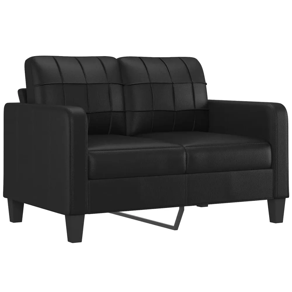 Premium para RV 2 pcs conjunto de sofás com almofadões couro artificial preto