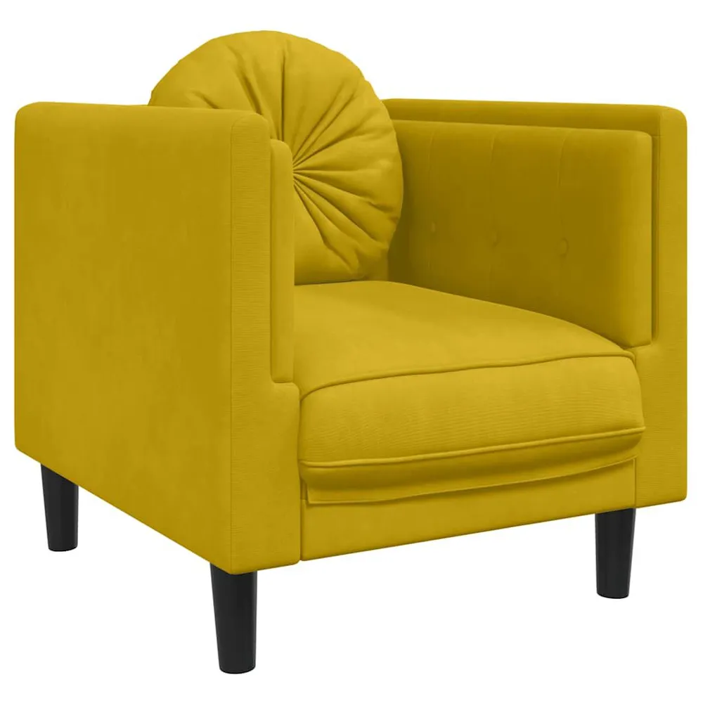 Resistente para Viagem 3 pcs conjunto de sofás com almofadas veludo amarelo