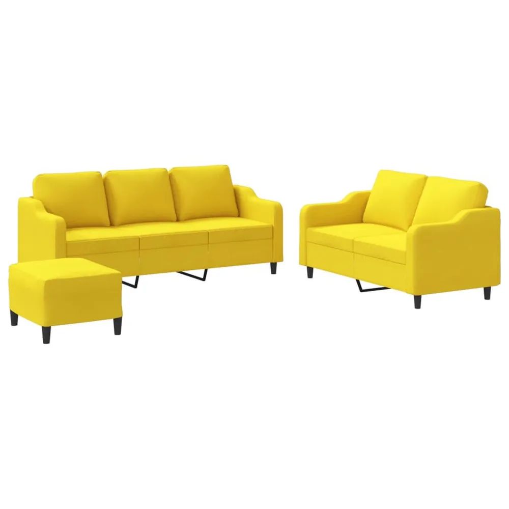 Resistente para Viagem 3 pcs conjunto de sofás com almofadões tecido amarelo-claro