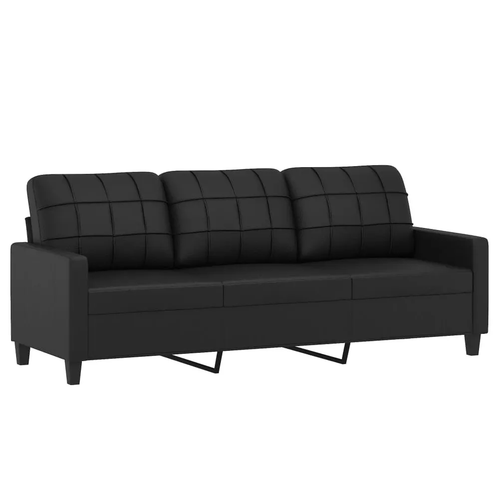 Resistente para Viagem 3 pcs conjunto de sofás com almofadões couro artificial preto