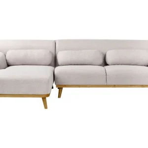 Right Hand Fabric Corner Sofa Light Grey SIMOS com Fita Autocolante