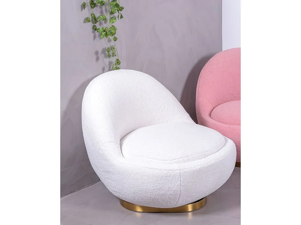 Sillón giratorio de diseño tapizado algodón - Corsica - Branco | Fácil Limpeza |