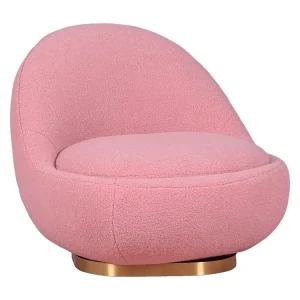 Sillón giratorio de diseño tapizado algodón - Corsica - Rosa com Dimensões Ajustáveis