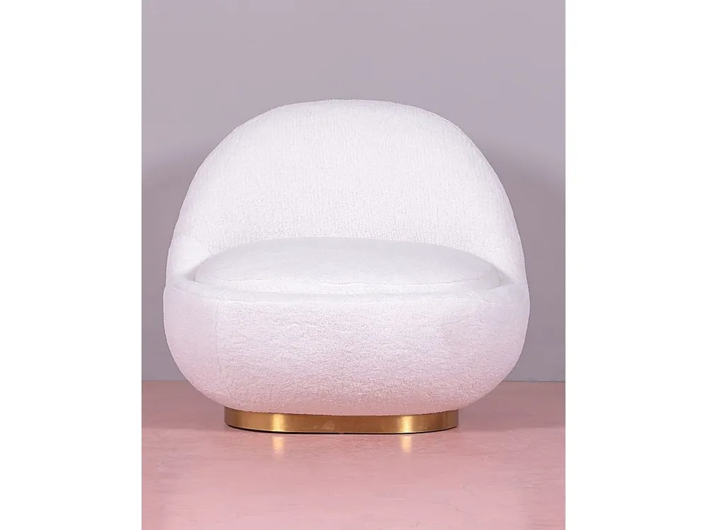 Sillón giratorio de diseño tapizado algodón - Corsica - Branco | Fácil Limpeza |