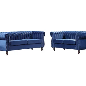 Sofás chesterfield 3+2 lugares em veludo azul-real TRUMBO para Organização