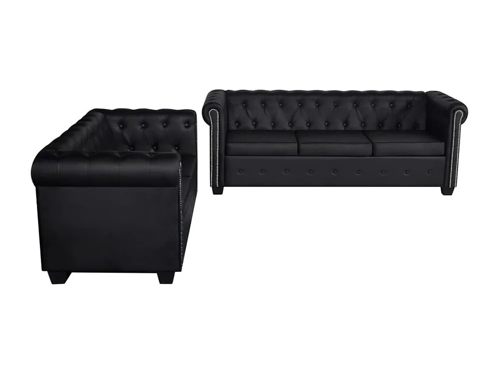 Suporte para Tablet Conjunto sofás Chesterfield 2 + 3 lugares couro artific. preto