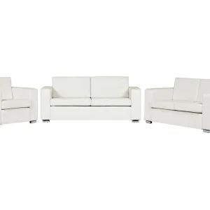 Suporte para Tablet Conjunto de sofás com 6 lugares em pele branca HELSINKI