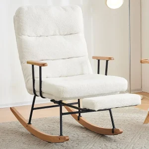Tapete Antiderrapante Cadeira de baloiço、Cadeira de baloiço - com pedal - Branco