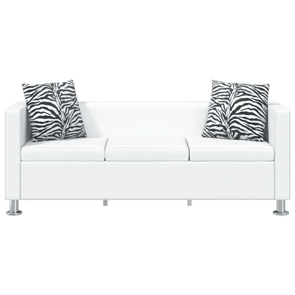 Tapete Antiderrapante Conjunto de sofás de 2 e 3 lugares couro artificial branco
