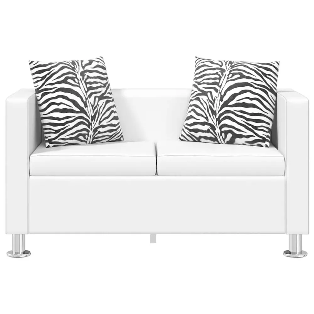 Tapete Antiderrapante Conjunto de sofás de 2 e 3 lugares couro artificial branco