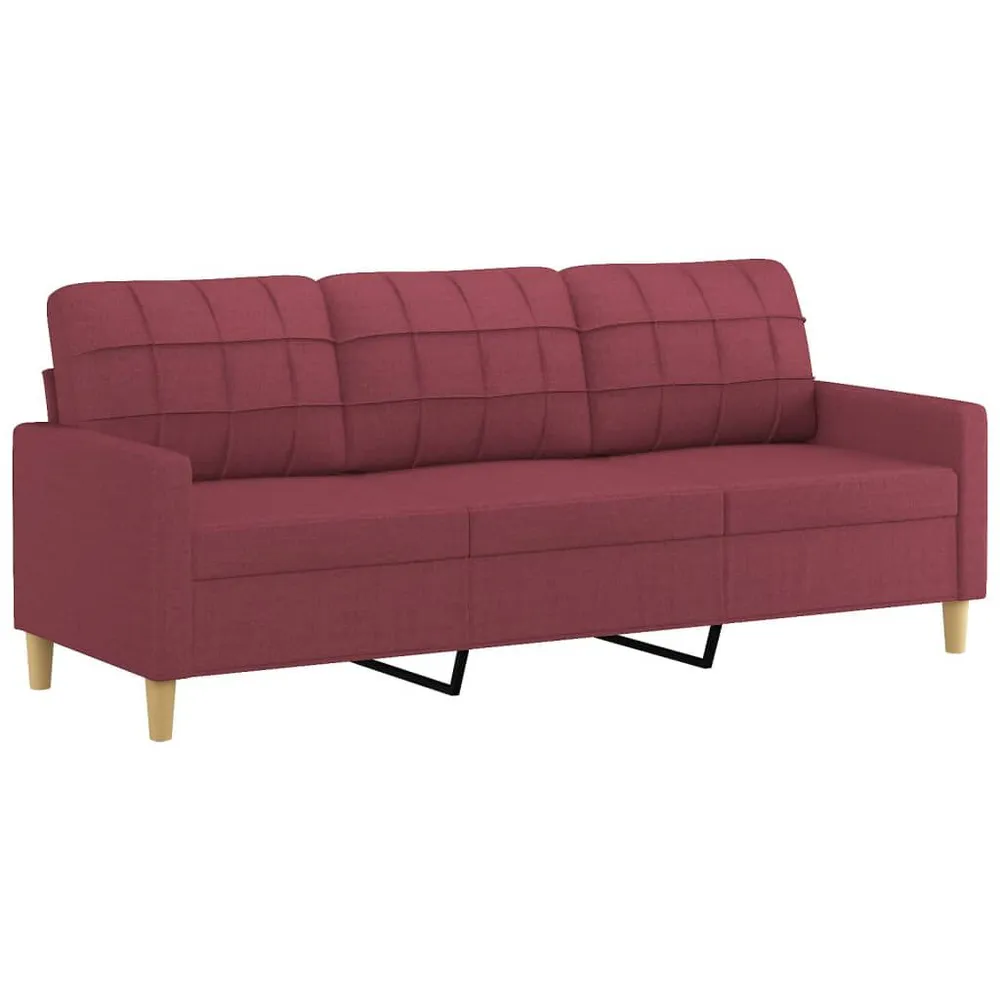 Tapete Antiderrapante 2 pcs conjunto de sofás com almofadas tecido vermelho-tinto