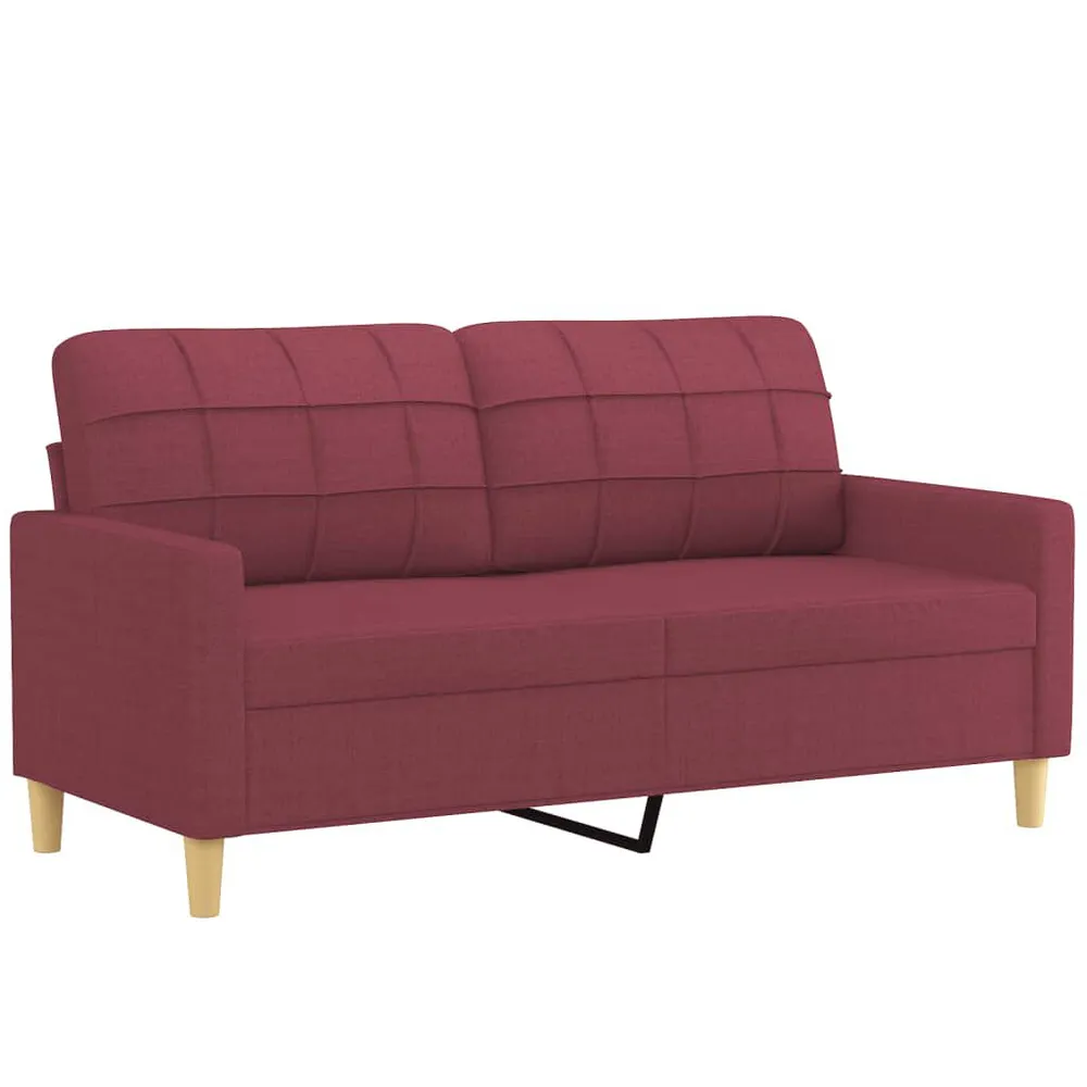 Tapete Antiderrapante 2 pcs conjunto de sofás com almofadas tecido vermelho-tinto