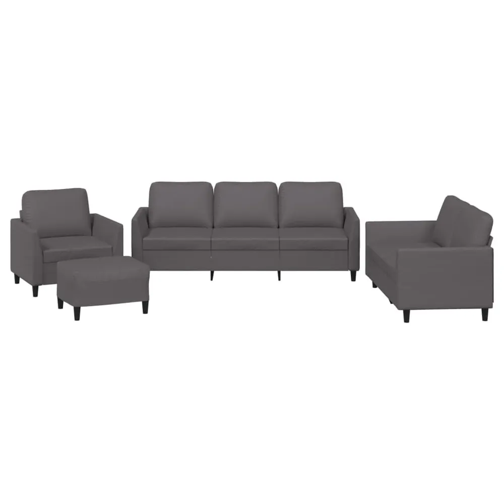 Tapete Antiderrapante 4 pcs conjunto de sofás com almofadões couro artificial cinzento